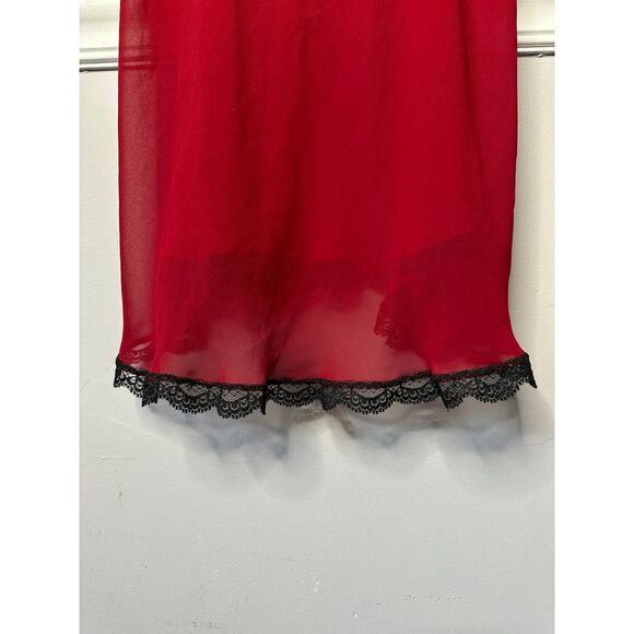 Inner Most Slip dress Sexy Nighty Red adjustable Black Lace Trim 34" Chest VTG - Picture 3 of 9